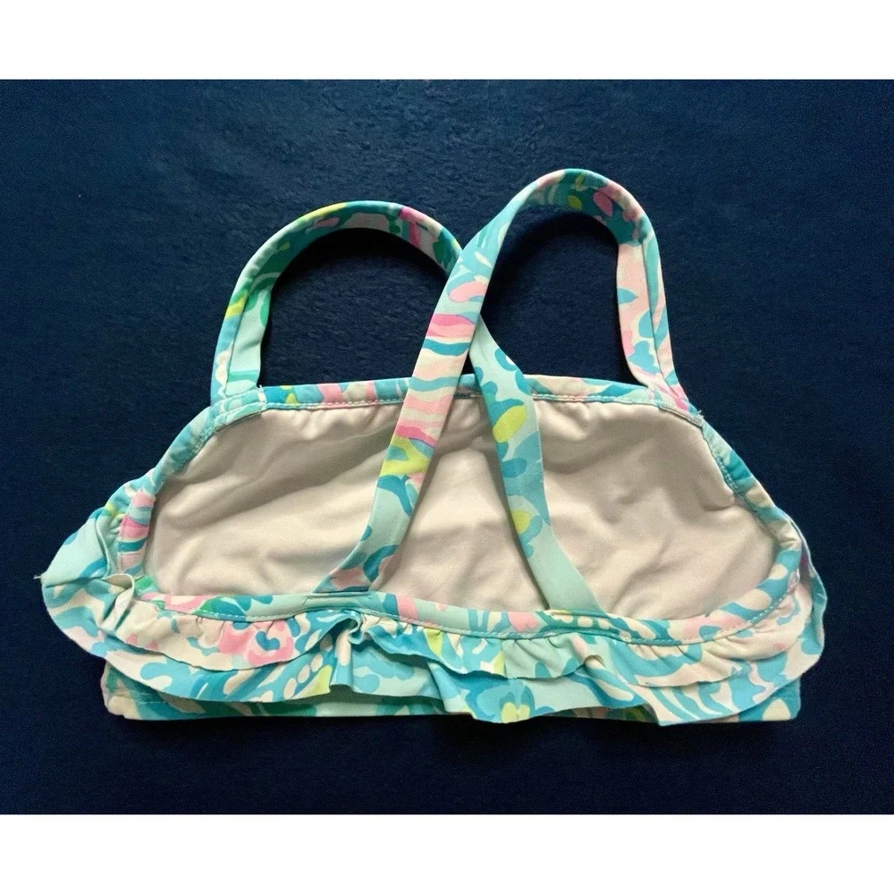 Lilly Pulitzer UPF 50+ Girls Caia Bikini Fished My Wish $68 Size 7 Bathing Suit